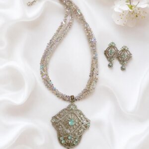 Austrian crystals with Ad stone pendant set