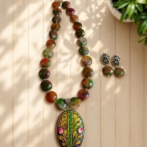 Agates with Kashmir pendant mala