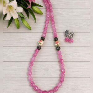 Agates with Japanese floral beads and marcasites
