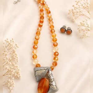 Citrine stones with brooch pendant