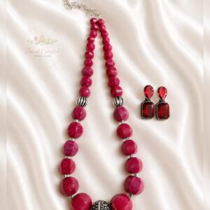 Agates mala with stone earrings